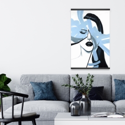 Magnétique 20 x 30 - Portrait de femme bleu et abstrait