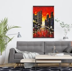 Magnétique 20 x 30 - Couché de soleil abstrait sur la ville