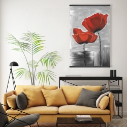 Magnétique 20 x 30 - Deux fleurs rouges sur fond en tons de gris