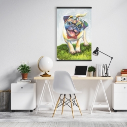 Magnétique 20 x 30 - Pug coloré et souriant