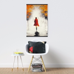 Magnetic 20 x 30 - Woman with a red coat by fall