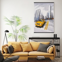 Magnétique 20 x 30 - Esquisse de ville et d'un taxi jaune