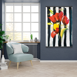 Magnetic 28 x 42 - Red flowers on stripes
