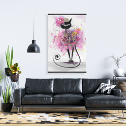 Magnétique 28 x 42 - Chat en cartoon en fleurs