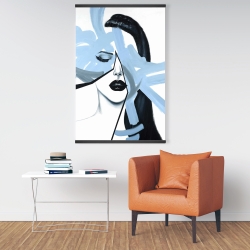 Magnétique 28 x 42 - Portrait de femme bleu et abstrait