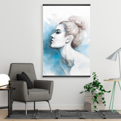 Magnétique 28 x 42 - Vue de profil abstraite d'une femme à l'aquarelle