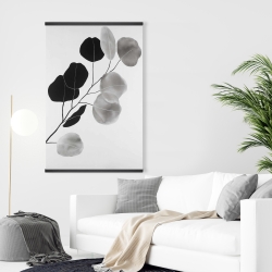 Magnetic 28 x 42 - Grayscale branch with round shape leaves