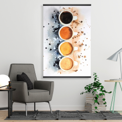 Magnétique 28 x 42 - Quatre tasses de café avec éclats de peinture