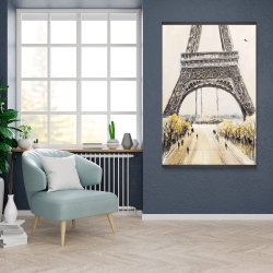 Magnétique 28 x 42 - Tour eiffel et oiseaux en vol