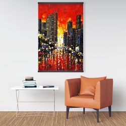 Magnétique 28 x 42 - Couché de soleil abstrait sur la ville