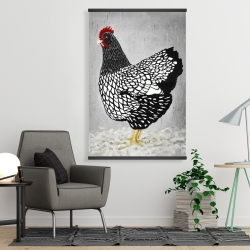 Magnetic 28 x 42 - Black and white wyandotte hen