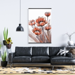 Magnétique 28 x 42 - Fleurs rouges à l'aquarelle