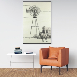 Magnétique 28 x 42 - Vieux moulin à vent vintage du texas