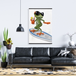 Magnétique 28 x 42 - Drôle de grenouille sur surf