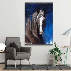 Magnétique 28 x 42 - Cheval brun sur fond bleu