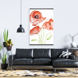 Magnétique 28 x 42 - Fleurs de pavots à l'aquarelle