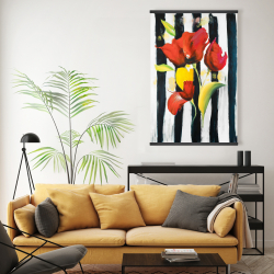 Magnetic 20 x 30 - Red flowers on stripes