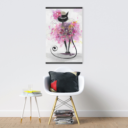 Magnétique 20 x 30 - Chat en cartoon en fleurs