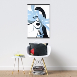 Magnétique 20 x 30 - Portrait de femme bleu et abstrait