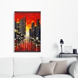 Magnétique 20 x 30 - Couché de soleil abstrait sur la ville