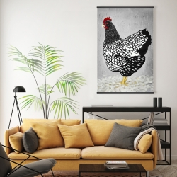 Magnetic 20 x 30 - Black and white wyandotte hen