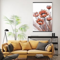 Magnétique 20 x 30 - Fleurs rouges à l'aquarelle