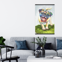 Magnétique 20 x 30 - Pug coloré et souriant