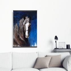 Magnétique 20 x 30 - Cheval brun sur fond bleu