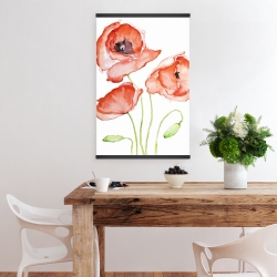 Magnétique 20 x 30 - Fleurs de pavots à l'aquarelle