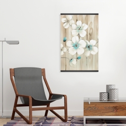 Magnétique 20 x 30 - Fleurs de cerisier blanche sur bois