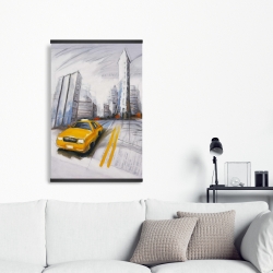 Magnétique 20 x 30 - Esquisse de ville et d'un taxi jaune