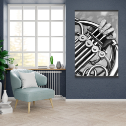 Magnetic 28 x 42 - Musician with french horn monochrome