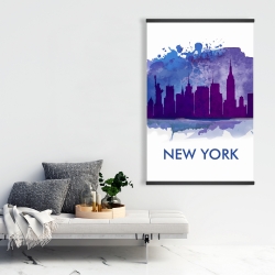 Magnétique 28 x 42 - Silhouette bleue de la ville de new york