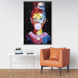 Magnétique 28 x 42 - Portrait coloré audrey hepburn avec gomme à mâcher