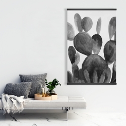 Magnétique 28 x 42 - Cactus rond en tons de gris