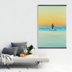 Magnetic 28 x 42 - A surfer swimming by dawn