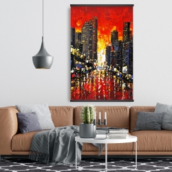 Magnétique 28 x 42 - Couché de soleil abstrait sur la ville