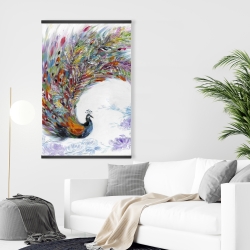 Magnetic 28 x 42 - Colorful peacock with flowers