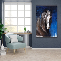 Magnétique 28 x 42 - Cheval brun sur fond bleu