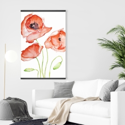 Magnétique 28 x 42 - Fleurs de pavots à l'aquarelle