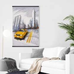 Magnétique 28 x 42 - Esquisse de ville et d'un taxi jaune