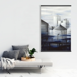 Magnetic 28 x 42 - Gray city with blue clouds