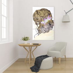 Canvas 24 x 36 - Blond woman from behind with flowers