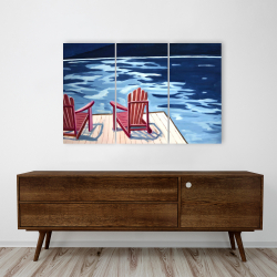 Canvas 24 x 36 - Lake, dock, mountains & chairs