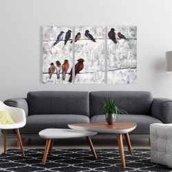 Toile 24 x 36 - Oiseaux colorés sur leur branche