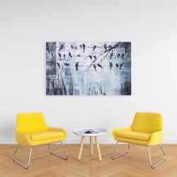 Toile 24 x 36 - Oiseaux abstrait sur fil électrique