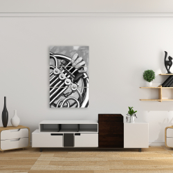 Canvas 24 x 36 - Musician with french horn monochrome