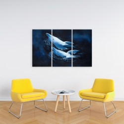 Canvas 24 x 36 - Two swimming dolphins