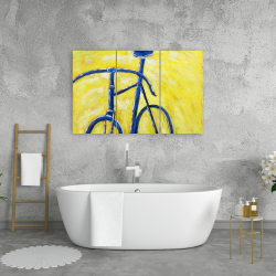 Toile 24 x 36 - Bicyclette bleue sur fond jaune