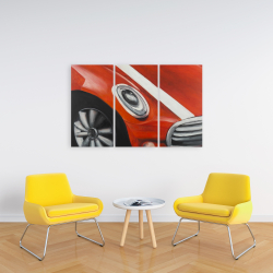 Toile 24 x 36 - Plan rapproché d'une voiture rouge à lignes blanches